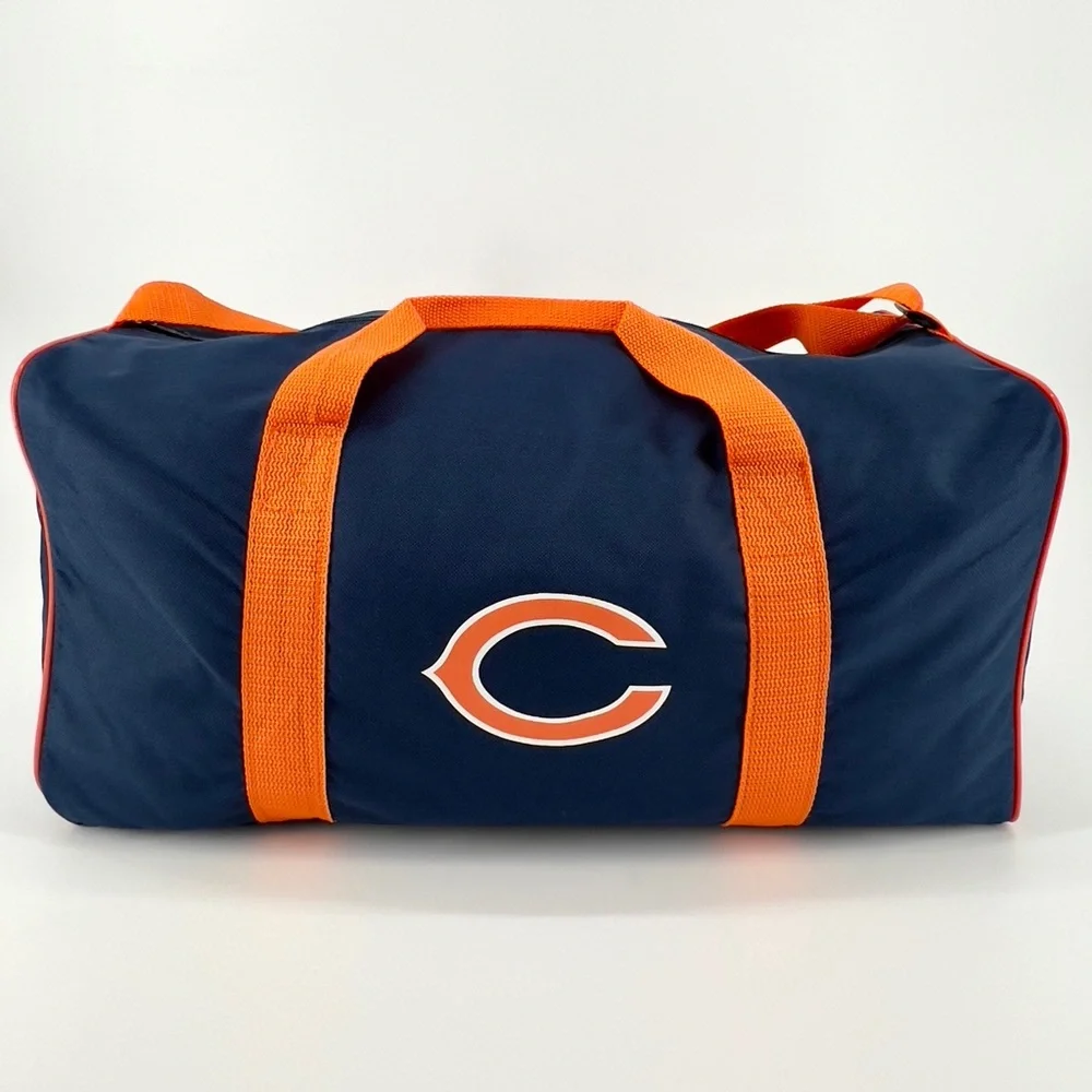 Vtg Chicago Bears Miller Lite Promo Duffel Bag Navy Orange Football Gym NFL Y2K